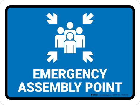 Emergency Assembly Point Blue Landscape Wall Sign