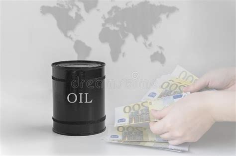 Black Barrel With Oil On The Background Of The World Map Red Graph