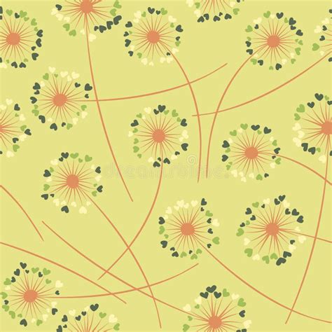 Dandelion Blowing Vector Floral Seamless Pattern Stock Vector