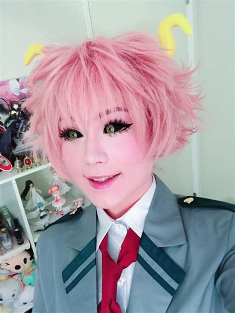 My Boku No Hero Academia Ashido Mina Short Pink Cosplay Costume Wig