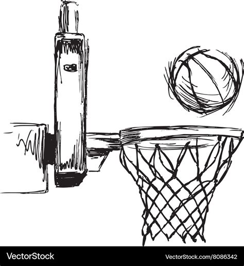 Hand Sketch Basketball Hoop And Ball Royalty Free Vector