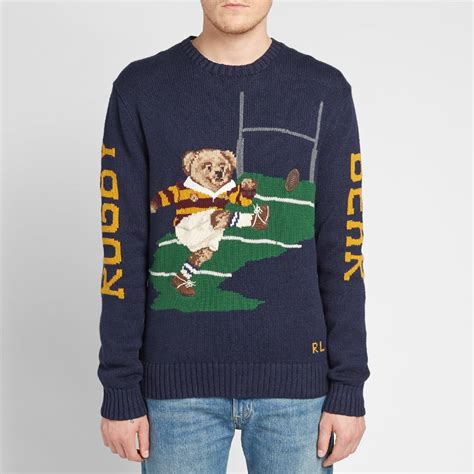 Polo Ralph Lauren Rugby Bear Intarsia Knit Navy End Us