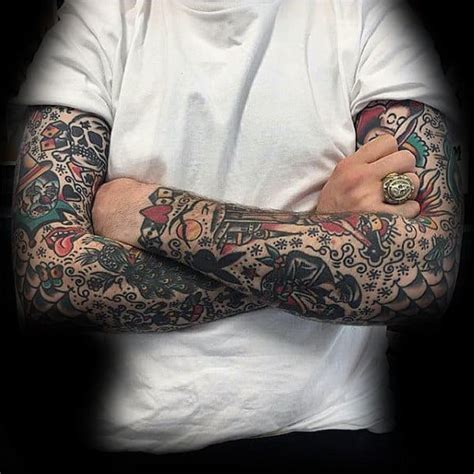 60 Traditional Tattoo Sleeve Designs For Men Old School Ideas