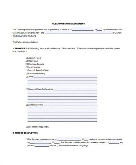 Create a customized cleaning services agreement for your cleaning business. FREE 7+ Sample Cleaning Contract Forms in PDF | MS Word