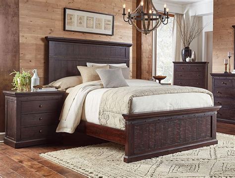 Rustic King Panel Bedroom Set 3pcs Mahogany Jacry5130 A