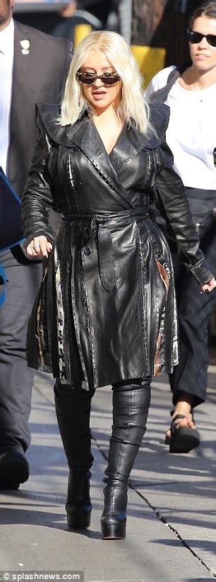 Christina Aguilera Dons All Black Leather Ensemble For Appearance On