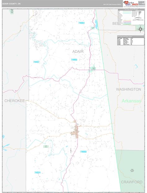 Adair County Ok Wall Map Premium Style By Marketmaps