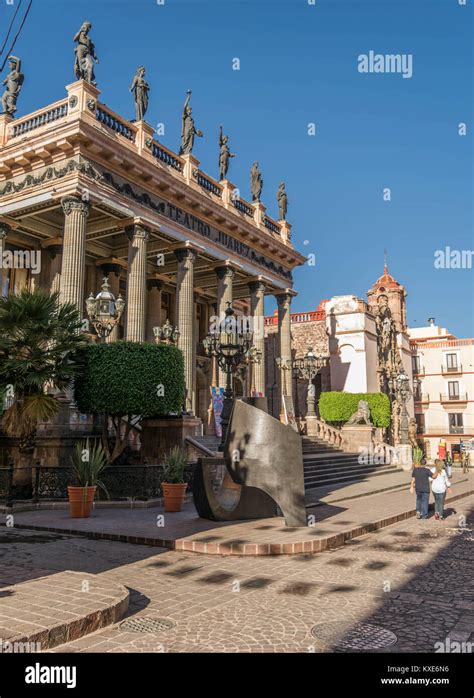 The Teatro Juarez With Statues Columns Lamp Post Architectural