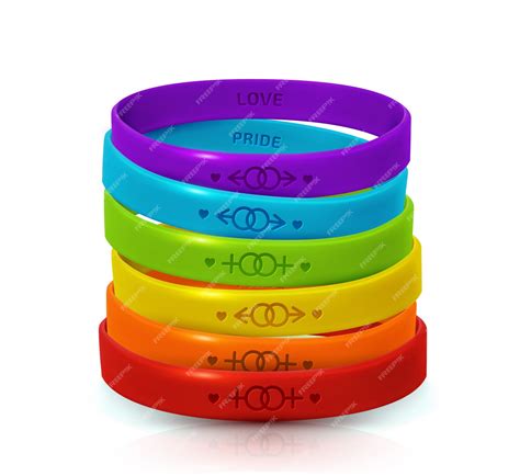 Premium Vector Lgbt Pride Concept Rainbow Rubber Bracelets For Lesbian And Gay Day Of