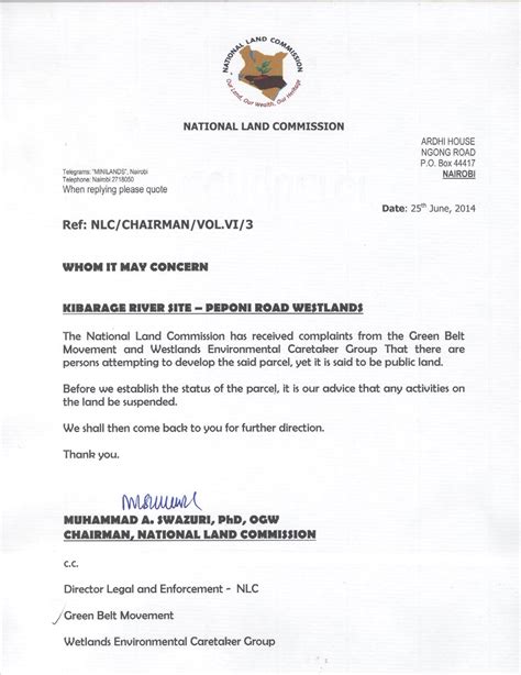 Public Notice From The National Land Commission The Green Belt Movement