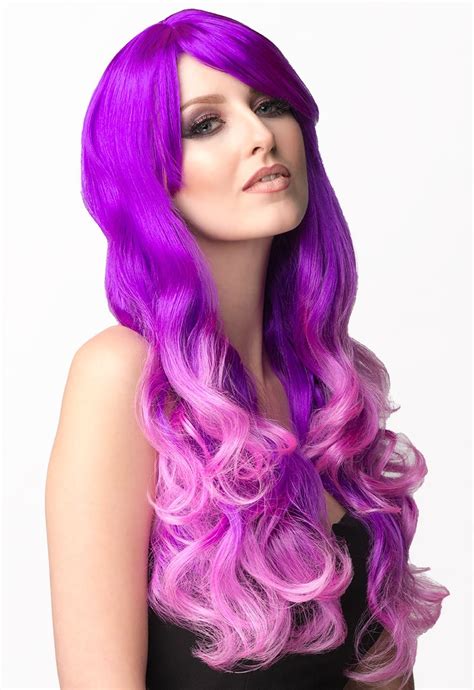 Extra Long Dip Dye Purple Wig With Loose Curls Yanina 250g