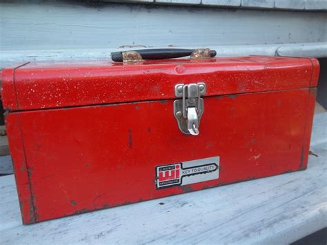Vintage Metal Tool Box Bright Red Waterloo Industries Etsy Metal