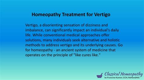 Ppt An Introduction To Homeopathic Treatment For Vertigo Powerpoint