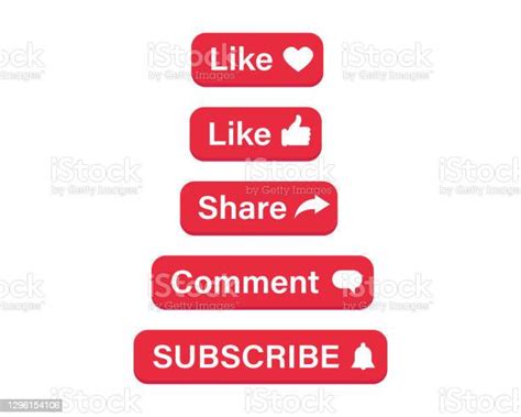 Social Media Buttons Like Share Comment And Subscribe Buttons Internet
