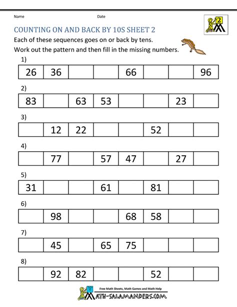 Counting By 10s Worksheet Printable Word Searches