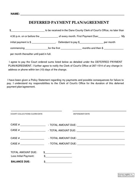 Legal Payment Agreement Form Free Printable Documents