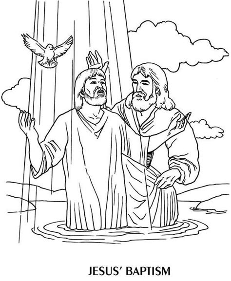 Jesus Baptism By John The Baptist Coloring Page | Jesus coloring pages, John the baptist