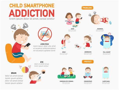Premium Vector Child Smartphone Addiction Infographic