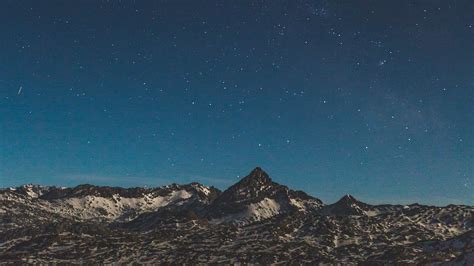 Mountains Sky Stars Night Landscape Nature Far View