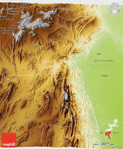 Physical 3d Map Of S Waziristan