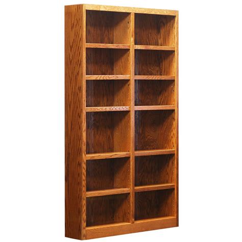 Concepts In Wood Double Wide Bookcase 12 Shelves Dry Oak Finish