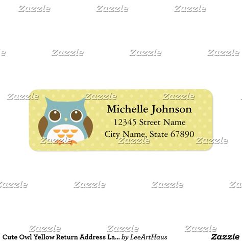 Cute Owl Yellow Return Address Label Return Address Labels Address