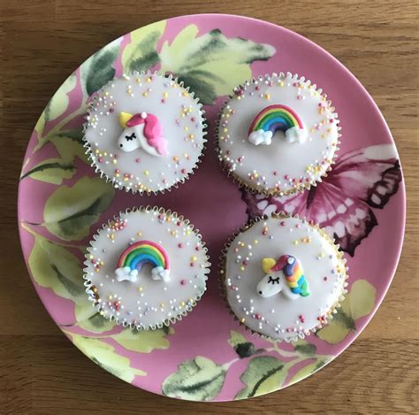 Unicorn And Rainbow Cupcakes With A Little Added Rose Water To The