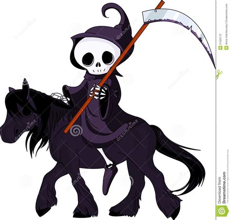 Cartoon Grim Reaper Riding Horse Stock Vector Image