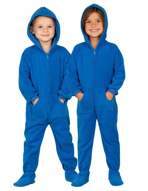 Brilliant Blue Hoodie One Piece Kids Hooded Footed Pajamas Hooded