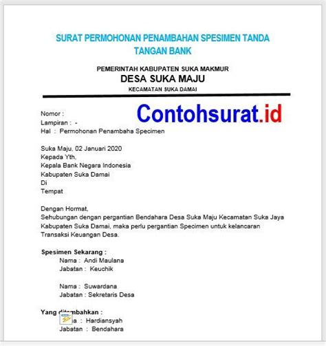 Contoh Surat Permohonan Rekomendasi Bank Delinewstv