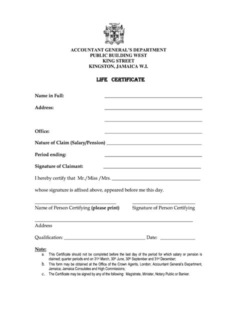 Life Certificate Form For Pensioners Jamaica Fill Out And Sign Online Dochub