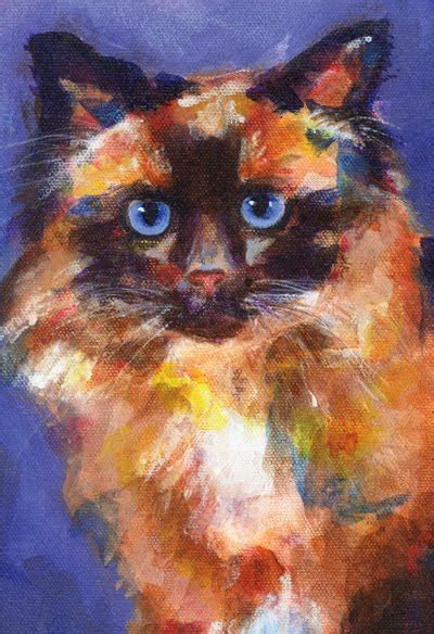 Painting Colorful Cats And Flowers Beautiful Birman