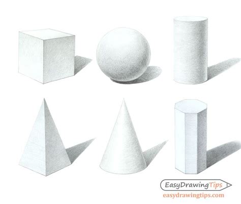 Three Dimensional Shapes Shaded Drawings Shapes For Kids 3d Shapes