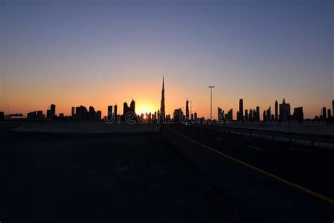 Dubai Skyline At Night From Business Bay Al Khail Roaddubai United