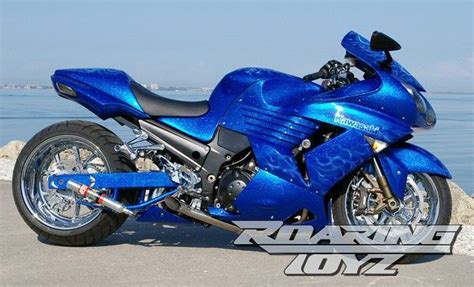 Roaringtoyz.com is 2 decades 1 year 1 month old. Custom Electric Blue Kawasaki ZX14 with NOS | バイク