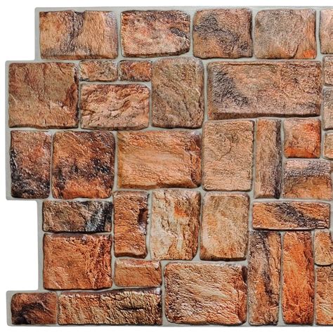 Dundee Decos Brown Red Faux Stone Pvc 3d Wall Panel 33 Ft X 17 Ft