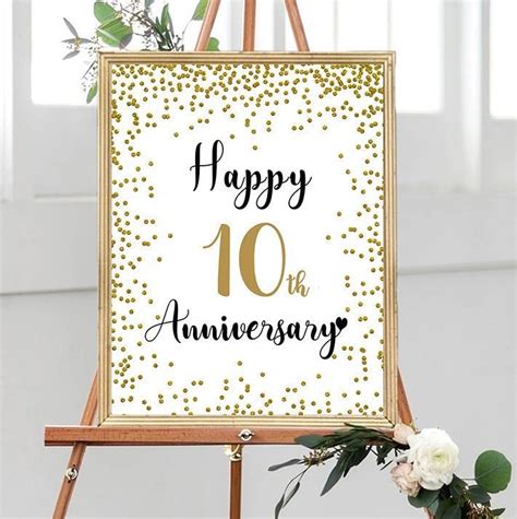 Happy 10th Anniversary Cheers To 10 Years 10th Wedding Etsy Ireland