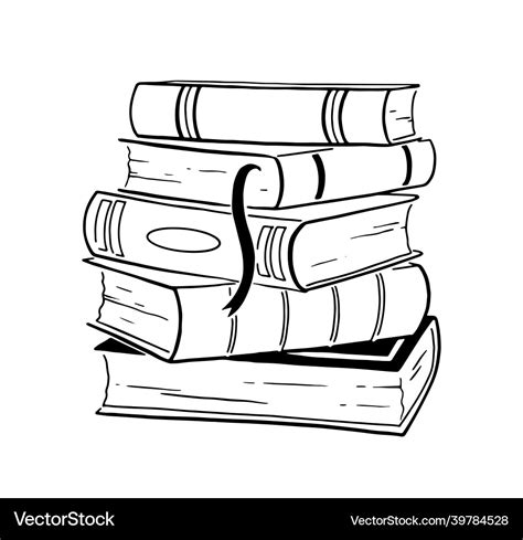 Line Art Of Stack Of Books Royalty Free Vector Image