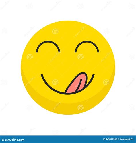 Yummy Icon Hungry Smiling Face With Mouth And Tongue Emoji Stock