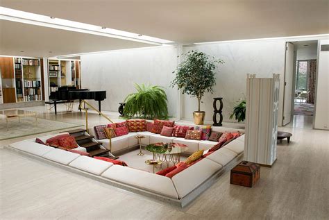 6 Red White Living Room Conversation Pit Interior Design Ideas