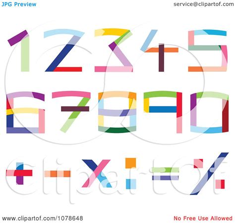 Clipart Colorful Numbers And Math Symbols Royalty Free Vector
