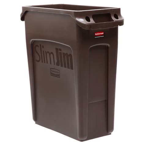 Rubbermaid 1956181 Slim Jim 16 Gallon Brown Trash Can