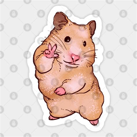 Peace Sign Hamster Smile For Camera Meme Hamster Sticker Teepublic