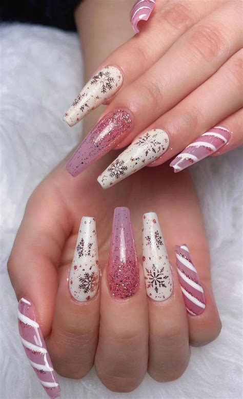 Pretty Festive Nail Colours And Designs 2020 Pink And White Festive Nails