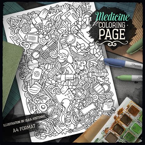 Medical Coloring Page Adult Coloring Book Digital Colouring Etsy