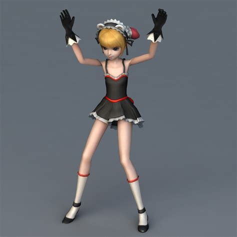 anime girl 3d model rigged innopolre