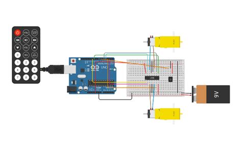 Circuit Design Controlar Dois Motores Dc Por Ir Tinkercad