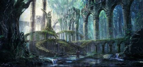 Ruins In The Forest By Evelynlife Fantasy Landscape Fantasy Art