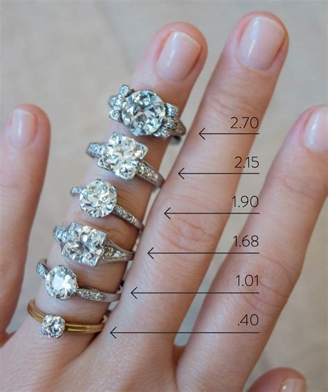 diamond size chart on hand erstwhile jewelry nyc diamond size chart vintage engagement