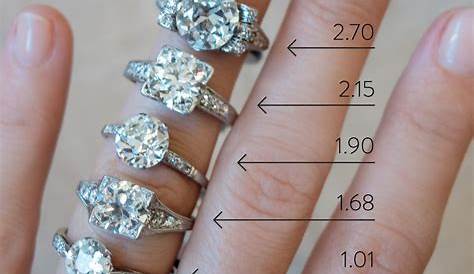 Our guide to actual diamond carat sizes on a hand featuring various old